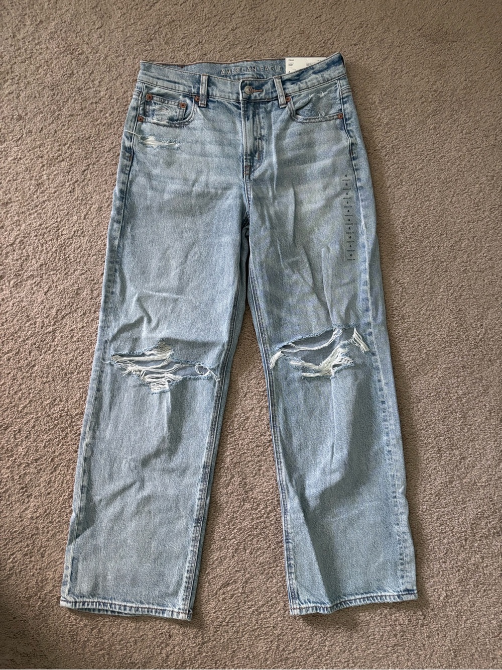 American Eagle Outfitters Light Wash Distressed Stovepipe Jeans